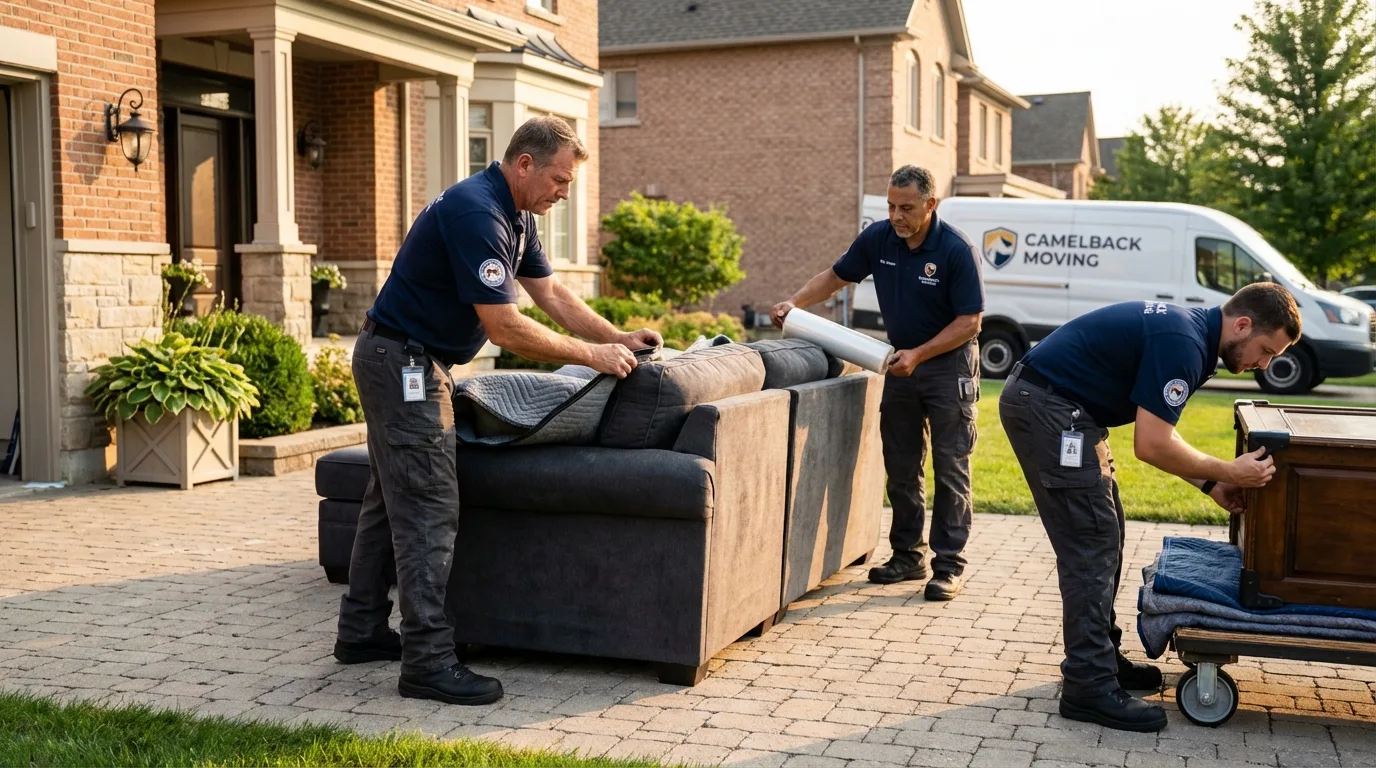 Large estate moving crew wrapping furniture in Silver Spring, MD